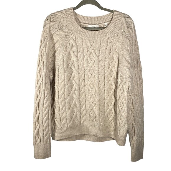 Vince Cable Knit Sweater M Merino Wool Cashmere Blend Beige fisherman soft - Picture 1 of 9